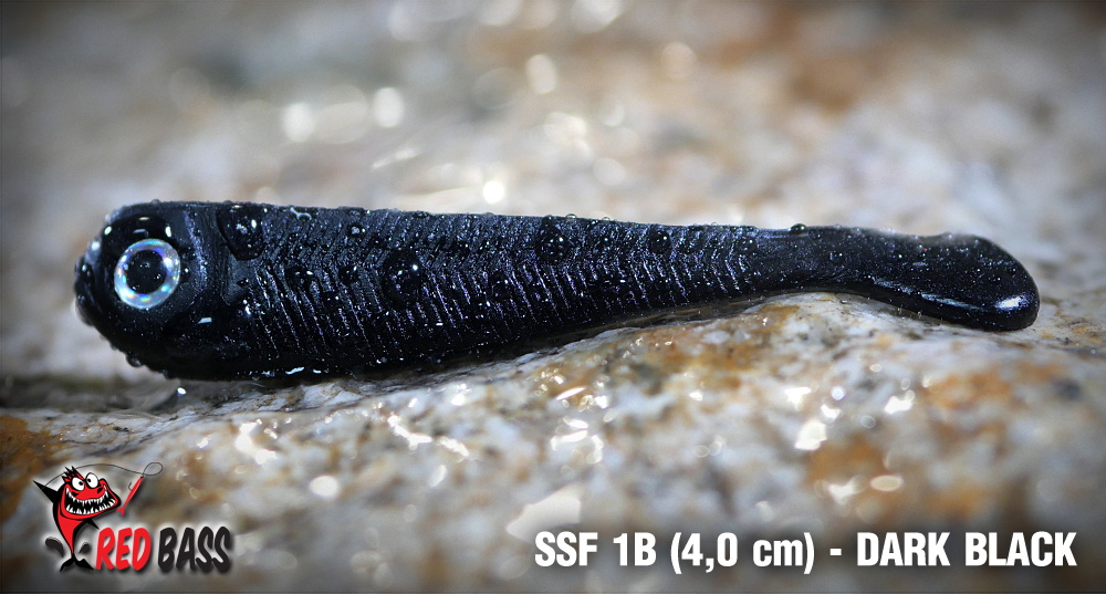 Levně Redbass gumová nástraha mikrosmáček ssf 1b dark black - 4 cm 0,6 g