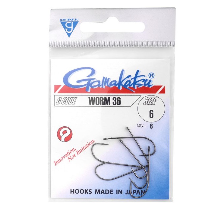 Gamakatsu háčky hook worm 36 /0 (spr) (black) - velikost 2/0