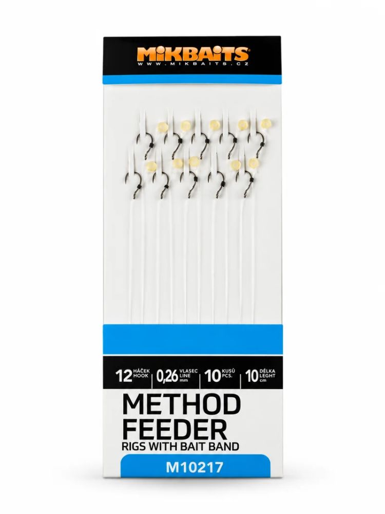 Mikbaits method feeder návazce s elastickým kroužkem 10 ks - velikost háčku 12