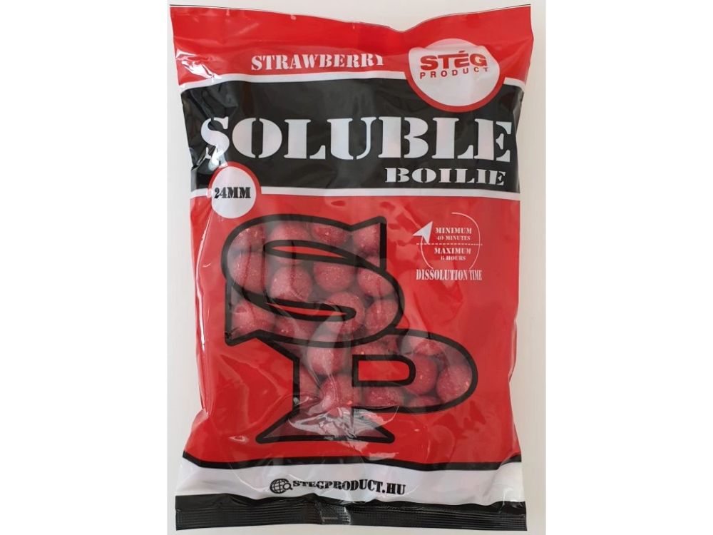 Levně Stég rozpustné boilie soluble boilie 1 kg 24 mm - strawberry