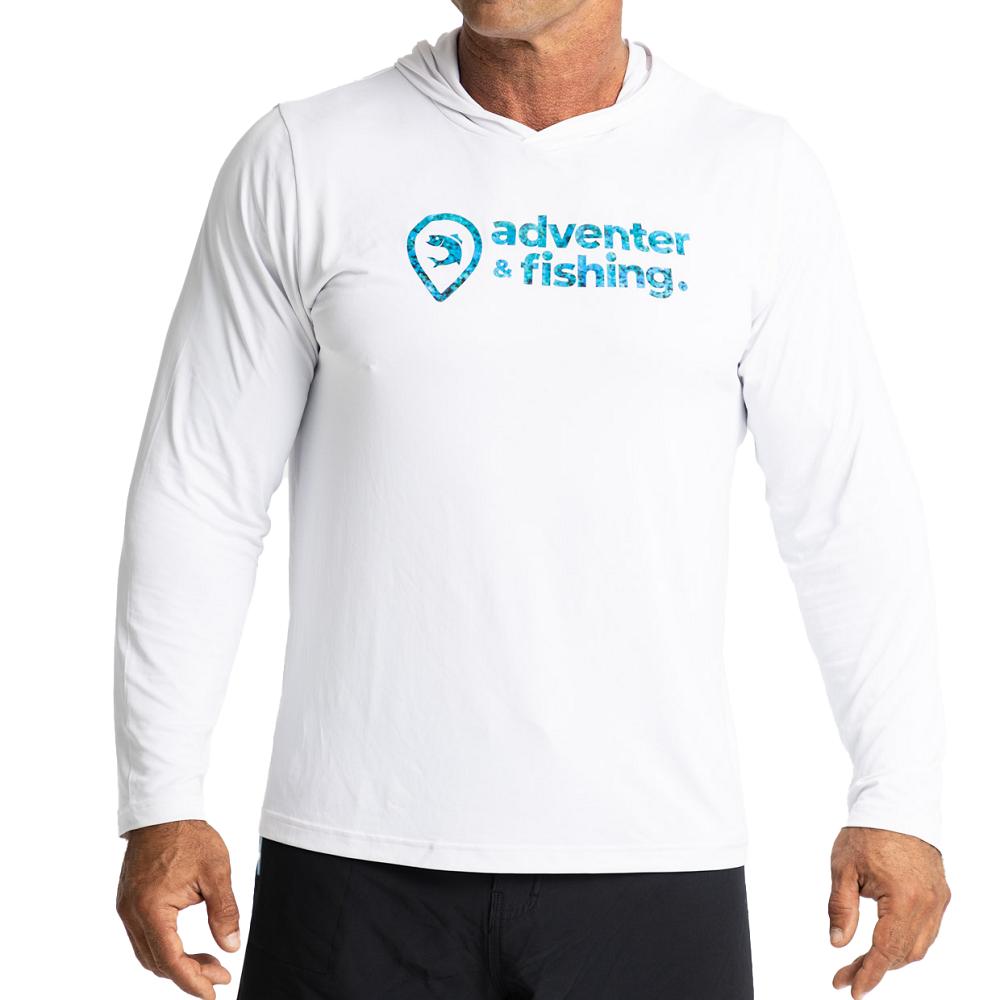 Adventer & fishing funkční hoodie  uv tričko white bluefin - velikost s