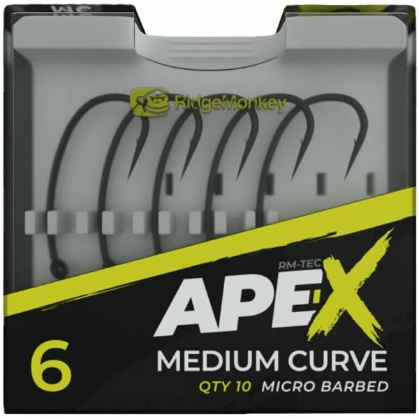 RidgeMonkey Háček Ape-X Medium Curve Barbed 10 ks