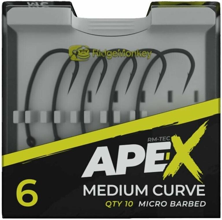 Levně Ridgemonkey háček ape-x medium curve barbed 10 ks - velikost 8