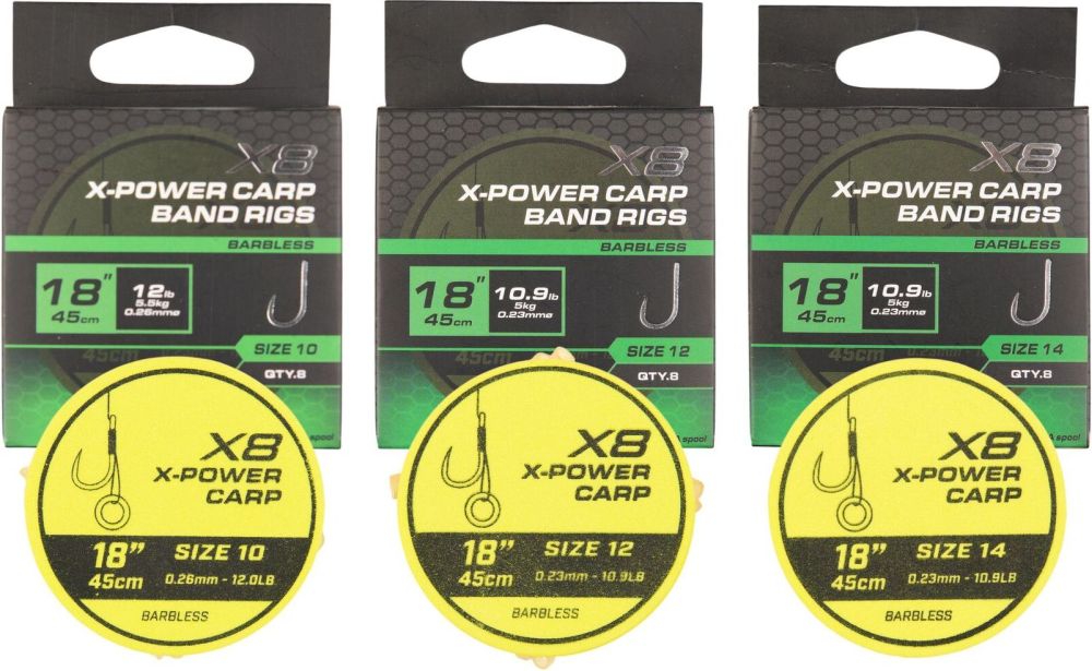 Matrix návazec x8 x-power carp band rigs 45 cm - velikost háčku 12