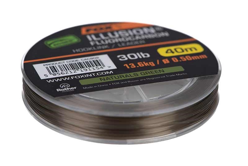 Fox Fluorocarbon Edges Illusion Hooklink/Leader Naturals Green 40 m (3)